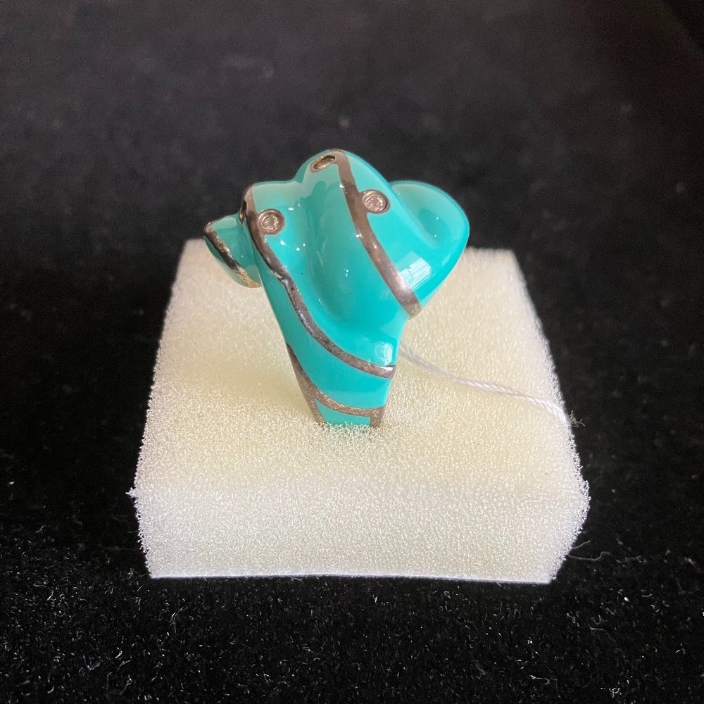 Turquoise Enamal Shell Ring - Picture 3 of 5